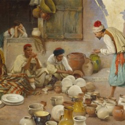 A potter selling his wares